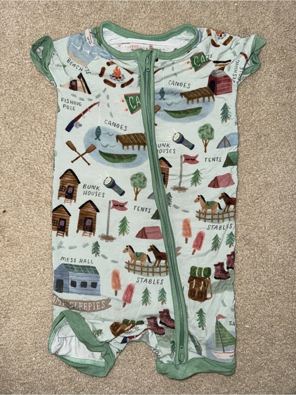 Little sleepies camping print romper zippy!